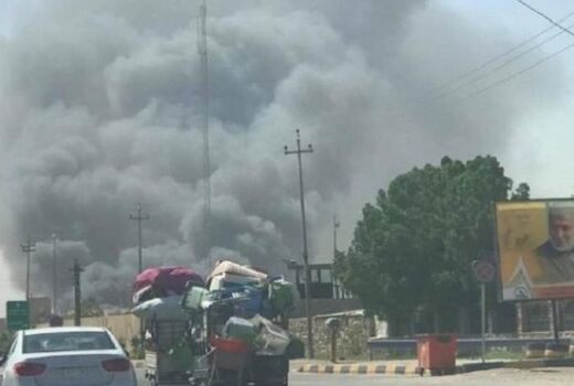 آتش‌سوزی گسترده در ۲۰ انبار مواد غذایی در نجف
