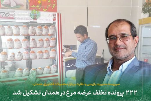 ۲۲۲ پرونده تخلف عرضه مرغ در همدان تشکیل شد