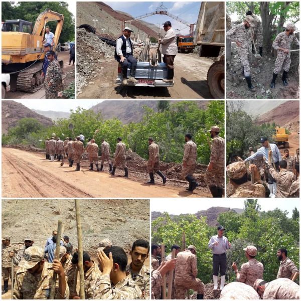 خدمات رسانی بسیجیان در مناطق سیل زده فیروزکوه