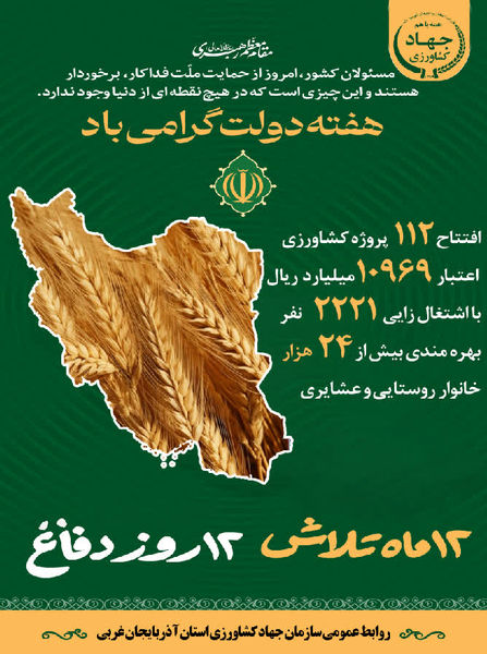 افتتاح ۱۱۲ پروژه بخش کشاورزی در آذربایجانغربی همزمان با هفته دولت