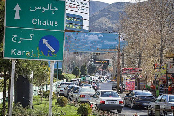 ترافیک سنگین در جاده چالوس