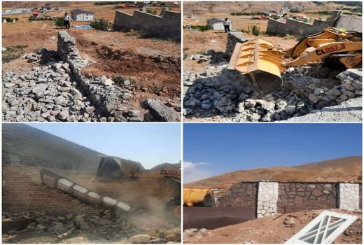 ۱۶بنای غیرمجاز در اراضی کشاورزی شهرستان آبیک تخریب شد