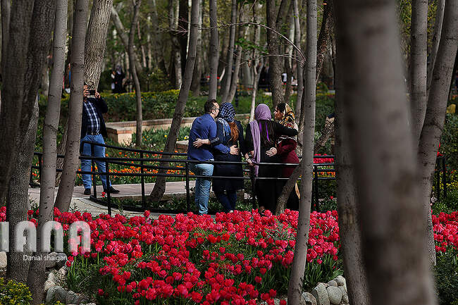 گردشگران در باغ گل ایرانی