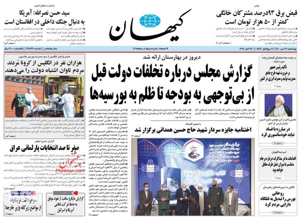 روزنامه های 21 مهر