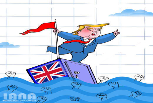 ترامپ از اعتراضات لندن فرار می‌کند- کارتون فیروزه مظفری