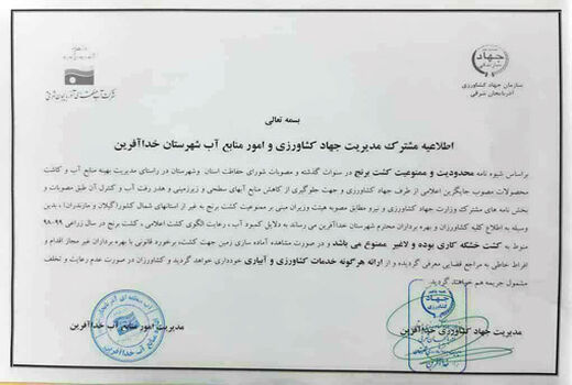 کشت برنج در شهرستان خداآفرین ممنوع شد